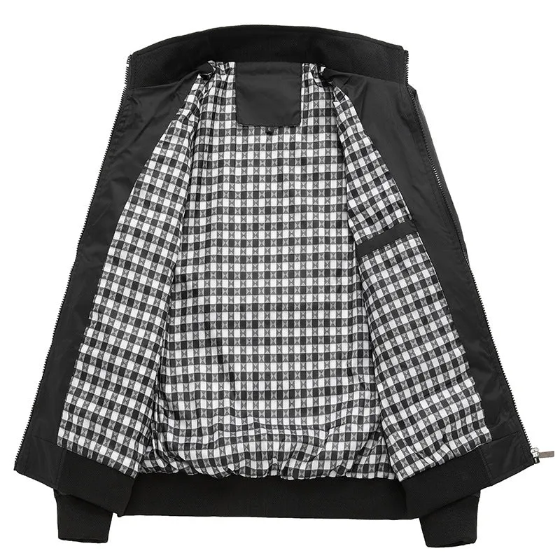 Herren Kurzblouson mit Stehkragen, Karo-Innenfutter und Rippenbündchen Nord Taschen