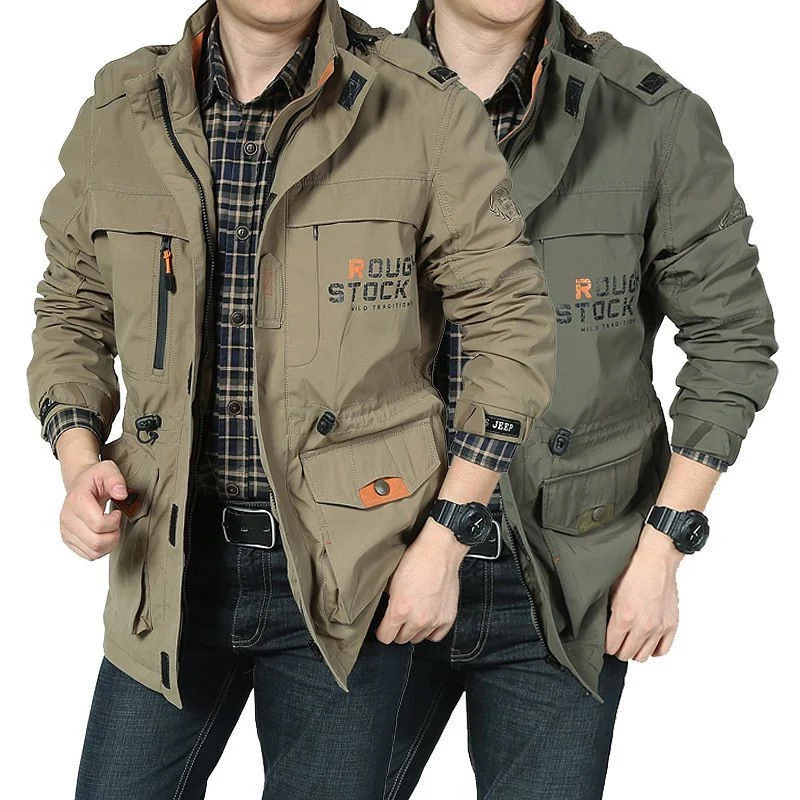 Herren Utility-Fieldparka mit Kapuze, Multifunktions-Taschen und verstellbarem Taillenzug Nord Taschen