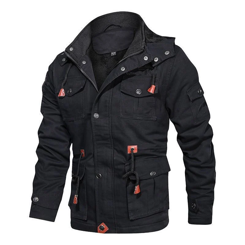 Herren Utility-Feldjacke mit Teddyfutter, Mehrfach-Taschen und Taillenzug Nord Taschen