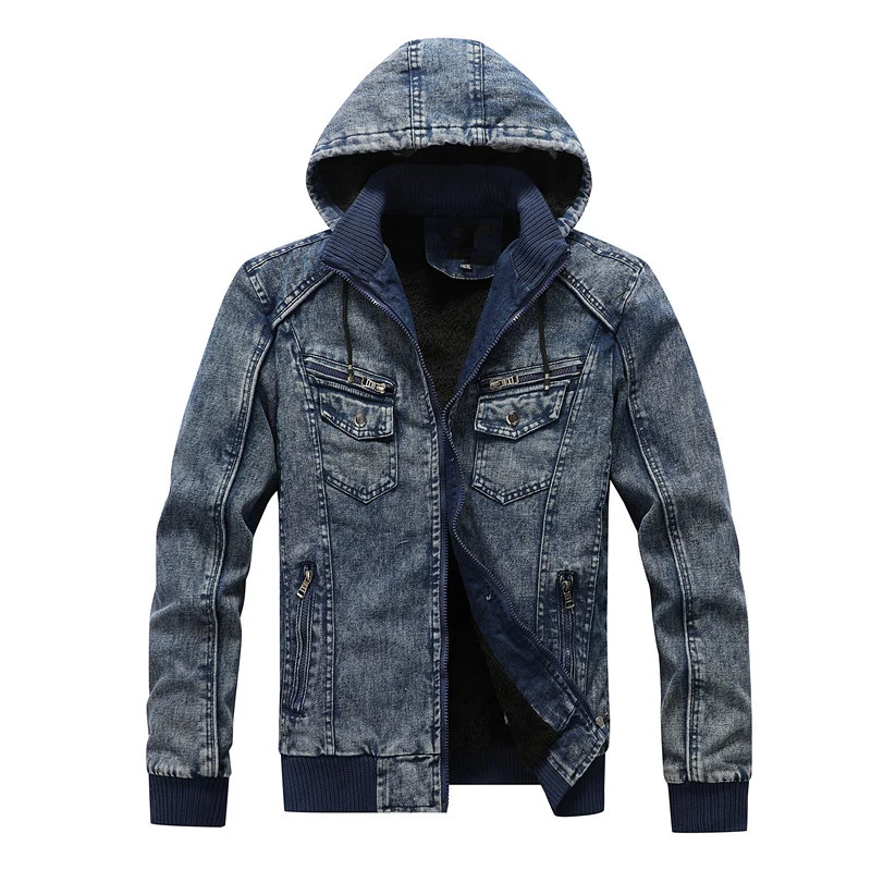 Herren Utility-Denim-Blouson mit Kapuze und Thermo-Teddyfutter Nord Taschen