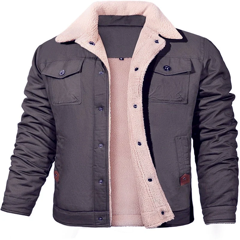 Herren Utility-Arbeitsjacke aus Canvas mit Kunstfellkragen und gesteppter Innenfütterung Nord Taschen