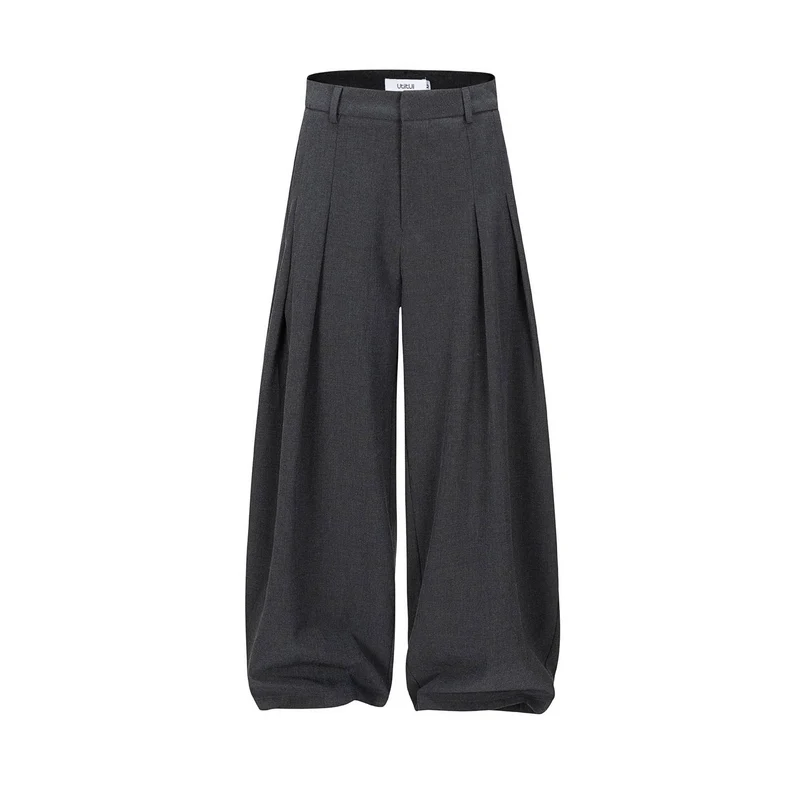 Damen Hochtaillierte weite Plissee-Hose mit Bügelfalte und Gürtelschlaufen Nord Taschen