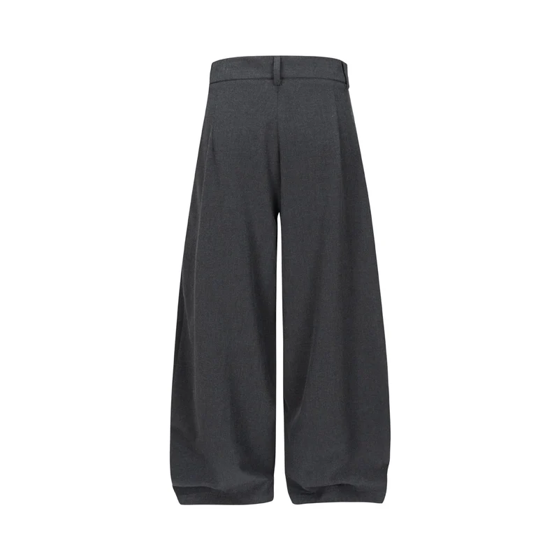 Damen Hochtaillierte weite Plissee-Hose mit Bügelfalte und Gürtelschlaufen Nord Taschen