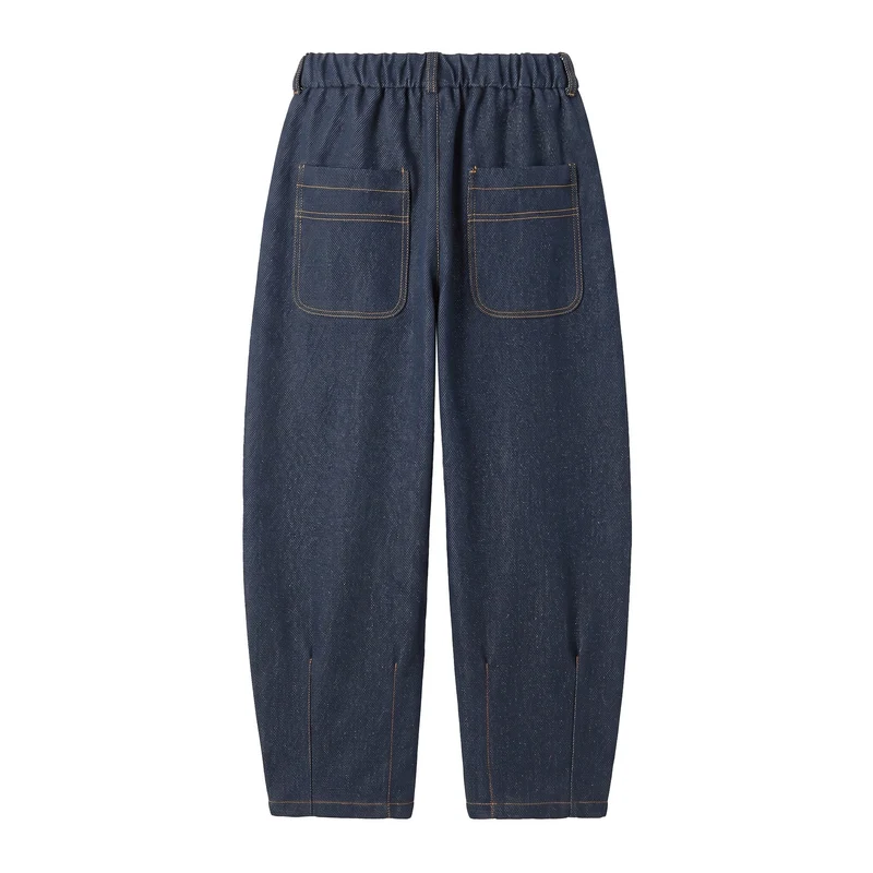 Damen Hochtaillierte weite Culotte-Hose mit Bügelfalte und elastischem Rückenteil Nord Taschen