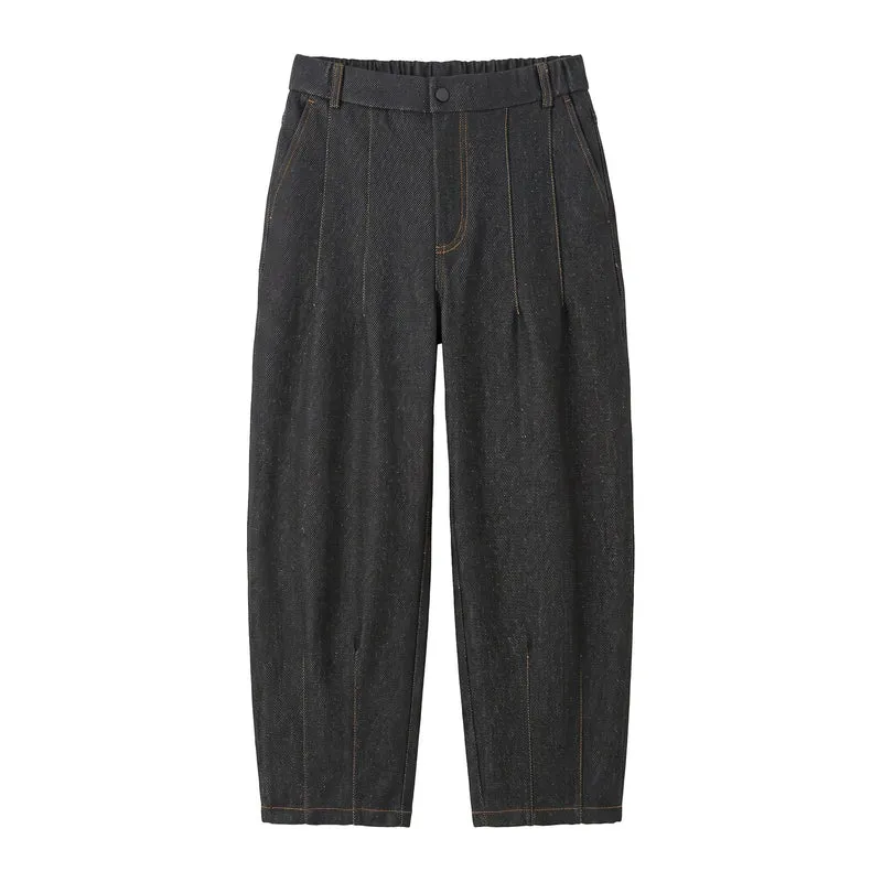 Damen Hochtaillierte weite Culotte-Hose mit Bügelfalte und elastischem Rückenteil Nord Taschen