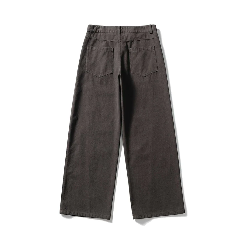 Damen Hochtaillierte weite Culotte‑Hose aus Baumwoll‑Twill mit Ziersteilnähten Nord Taschen