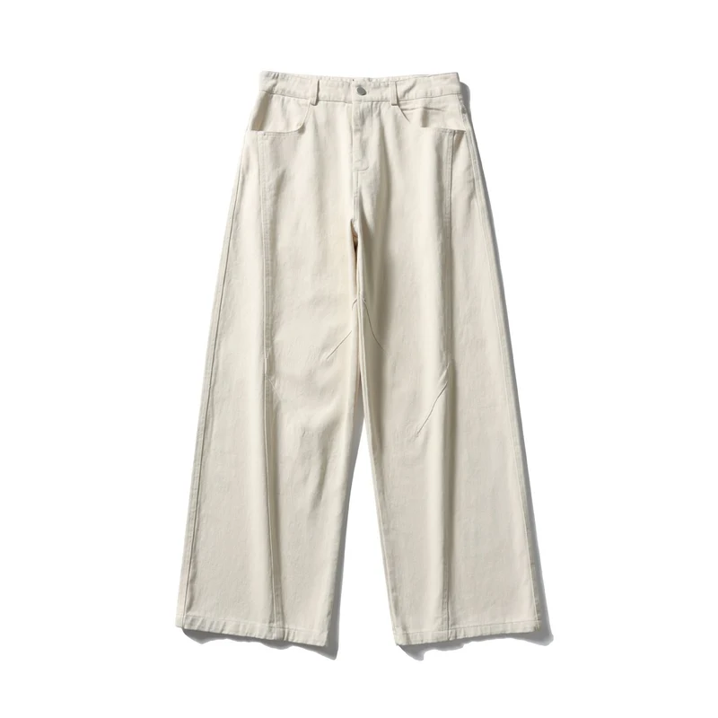 Damen Hochtaillierte weite Culotte‑Hose aus Baumwoll‑Twill mit Ziersteilnähten Nord Taschen