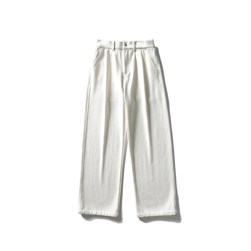 Damen Hochtaillierte weite Bundfaltenhose mit geradem Bein und Eingrifftaschen Nord Taschen
