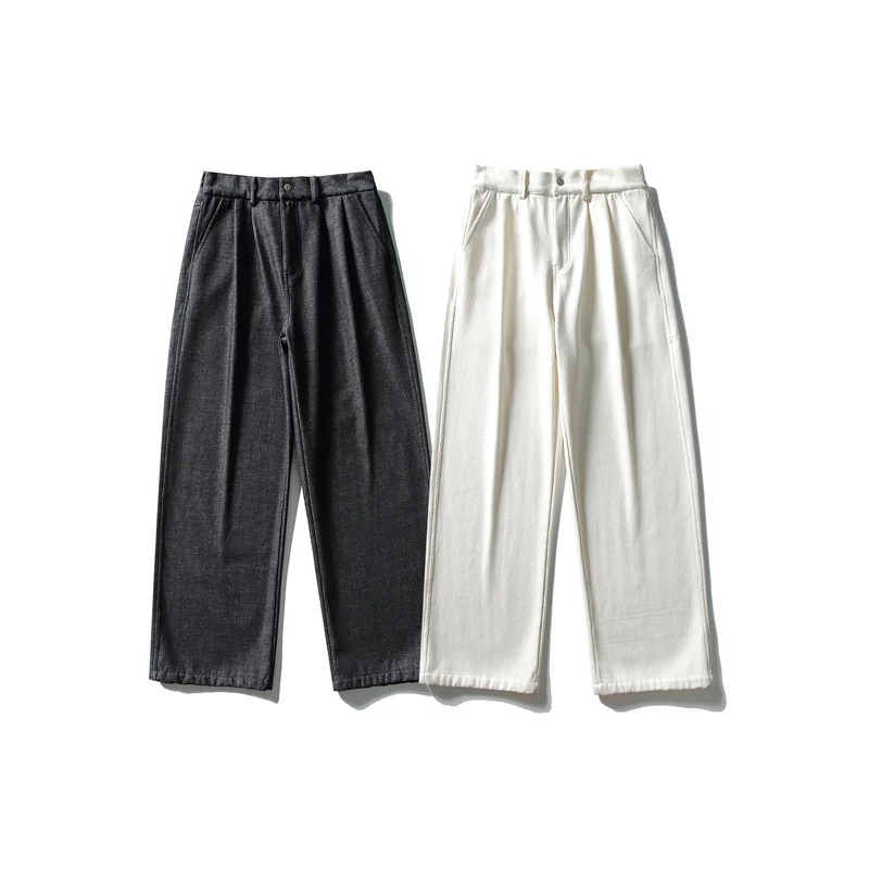 Damen Hochtaillierte weite Bundfaltenhose mit geradem Bein und Eingrifftaschen Nord Taschen