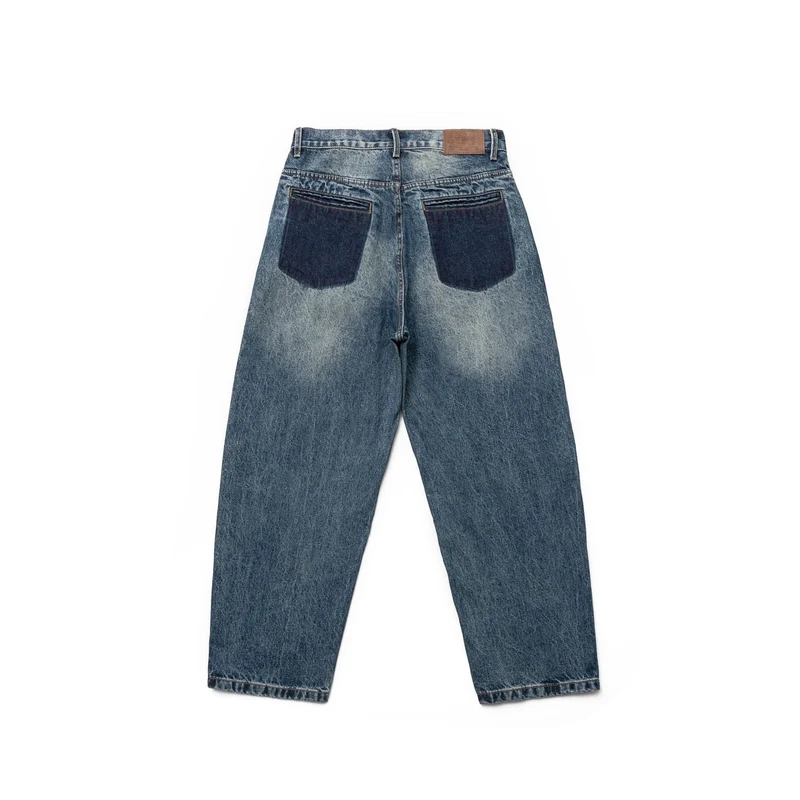 Damen Hochtaillierte Straight-Jeans im Retro-Workwear-Stil mit geradem Bein Nord Taschen
