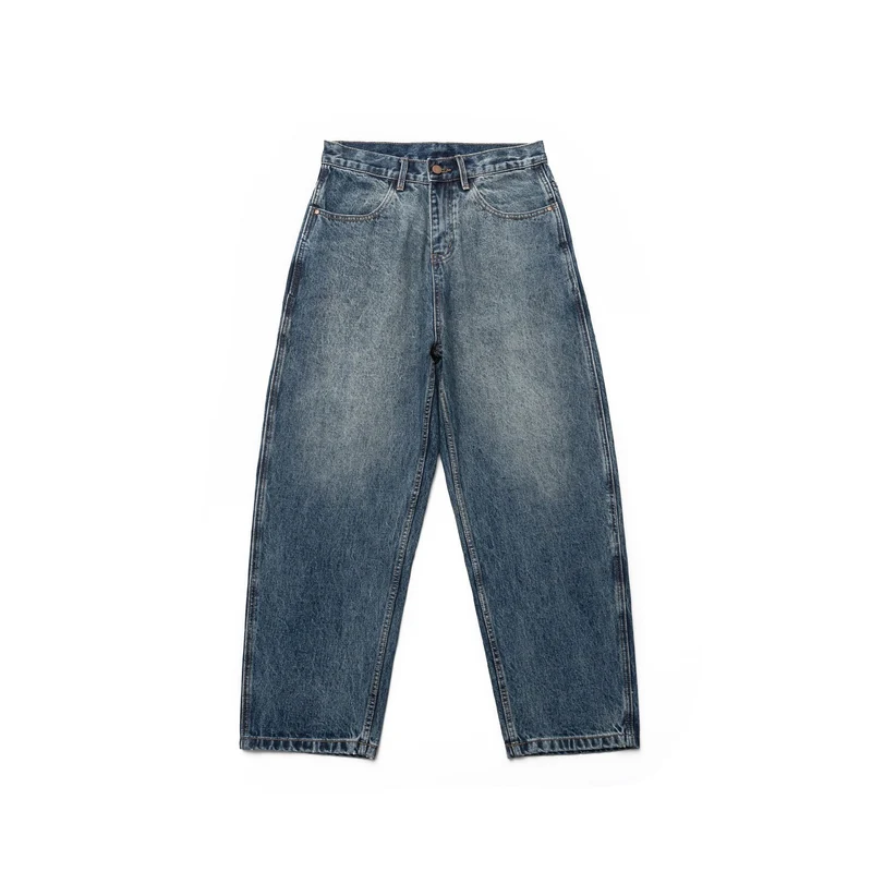 Damen Hochtaillierte Straight-Jeans im Retro-Workwear-Stil mit geradem Bein Nord Taschen