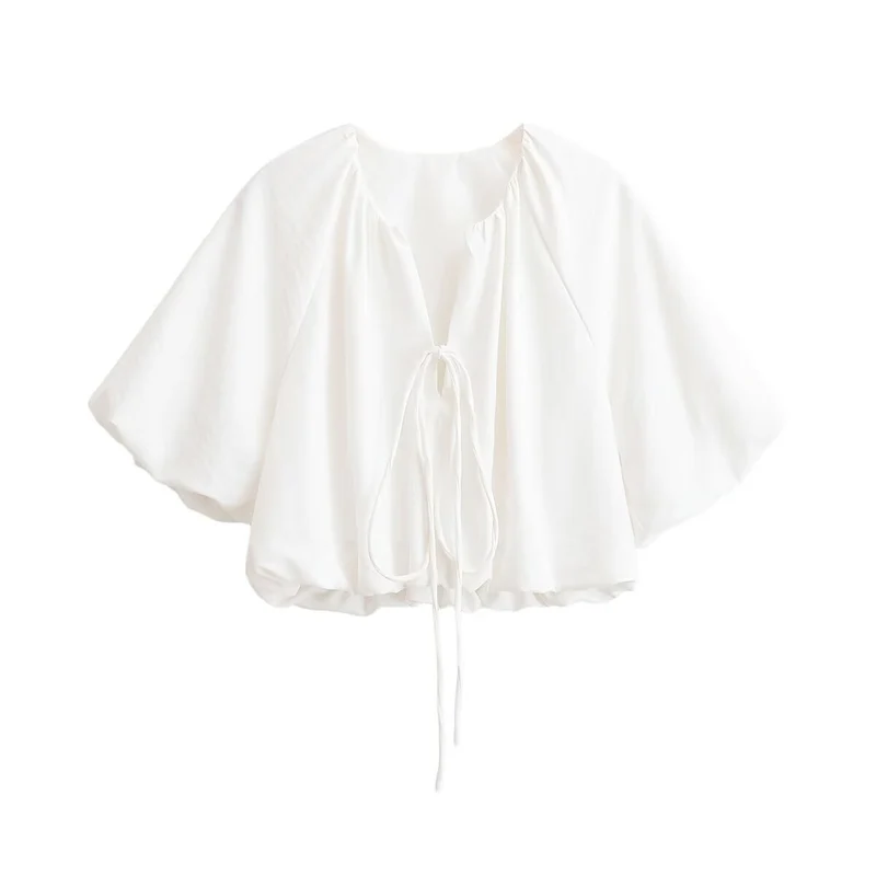 Damen Oversized Cape-Bluse mit Kordelzug, gerafftem Saum und voluminösen Fledermausärmeln Nord Taschen