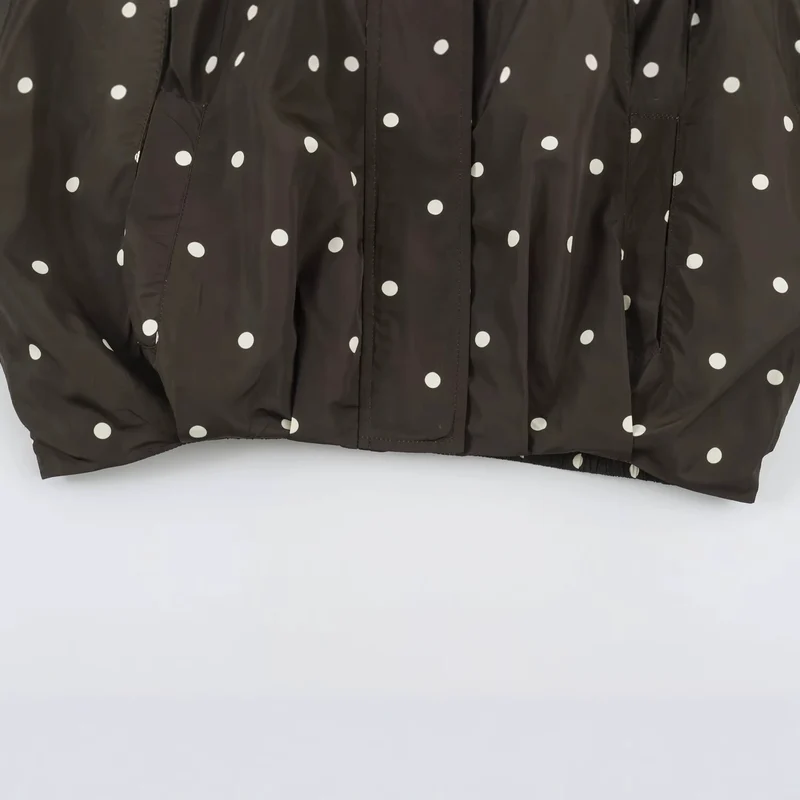 Damen Oversize-Windbreaker mit Tupfen-Print, hohem Stehkragen und elastischem Saum Nord Taschen