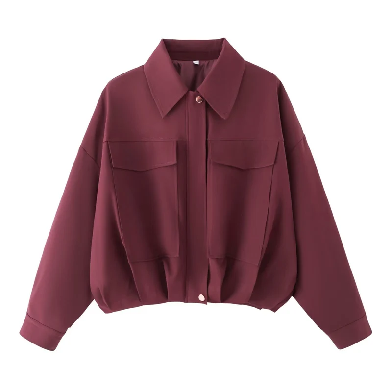 Damen Oversize Utility-Jacke mit Pattentaschen, Drop-Shoulder und elastischem Saum Nord Taschen