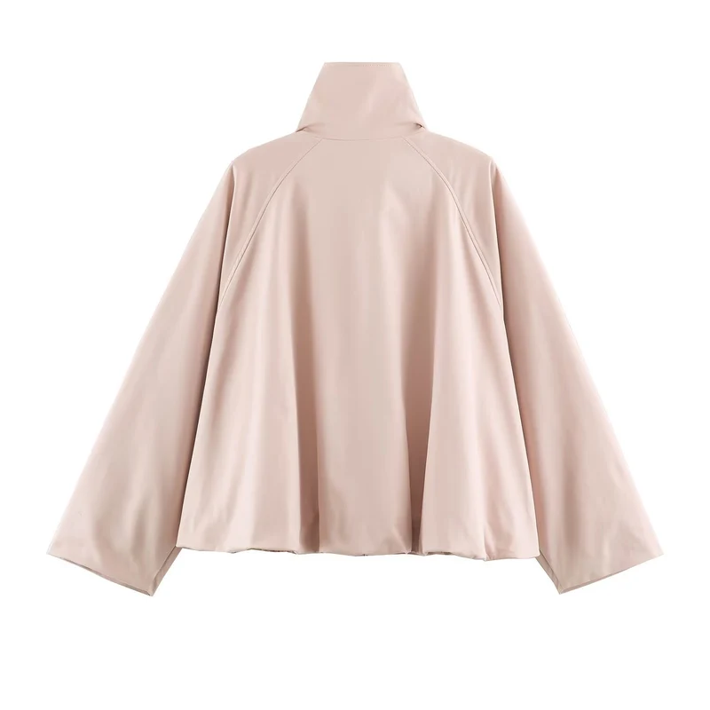 Damen Oversize-Trainingsjacke mit hohem Stehkragen, Raglanärmeln und verdecktem Reißverschluss Nord Taschen