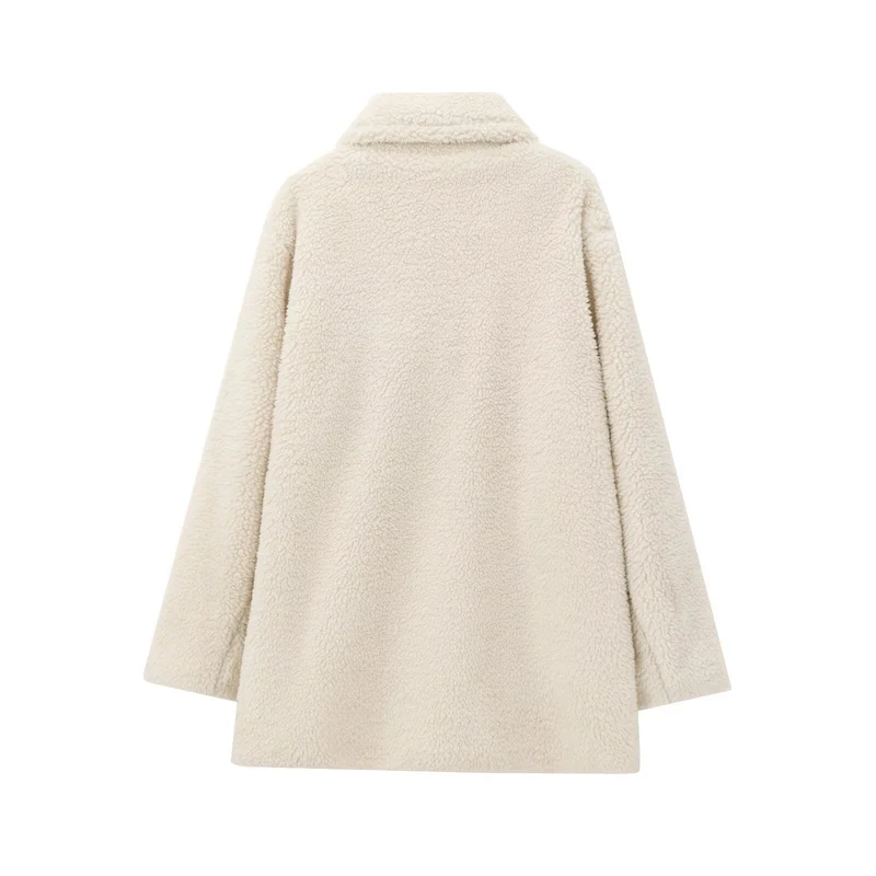 Damen Oversize Teddy‑Mantel aus Kunstfell mit Reverskragen und kastiger Silhouette Nord Taschen