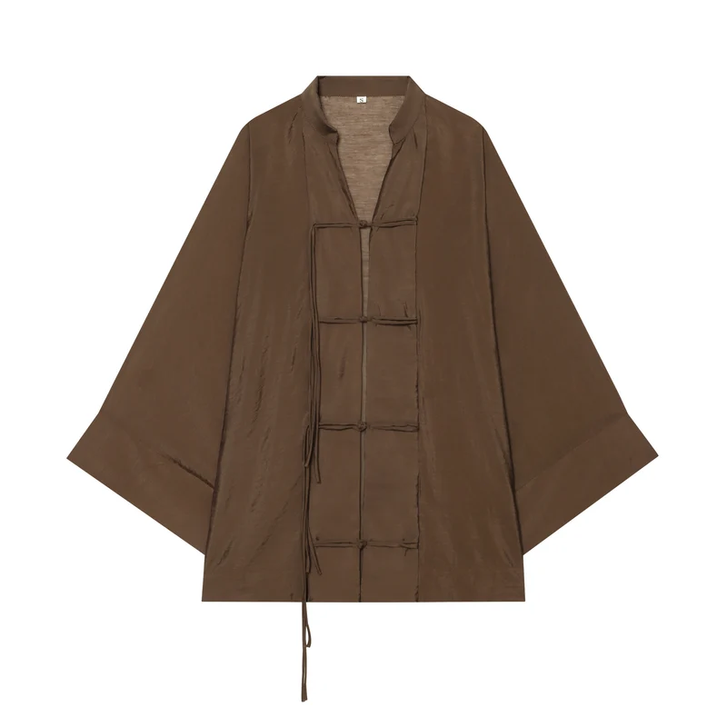 Damen Kimono-Capejacke mit Chinaknopfverschluss und langen Quasten Nord Taschen