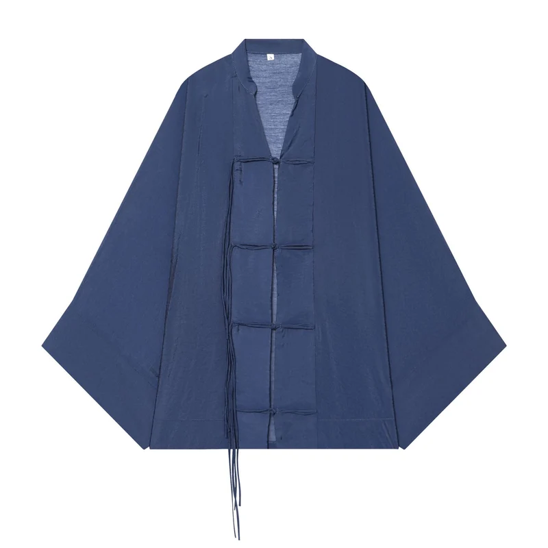 Damen Kimono-Capejacke mit Chinaknopfverschluss und langen Quasten Nord Taschen