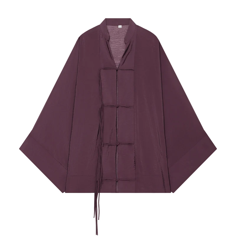 Damen Kimono-Capejacke mit Chinaknopfverschluss und langen Quasten Nord Taschen