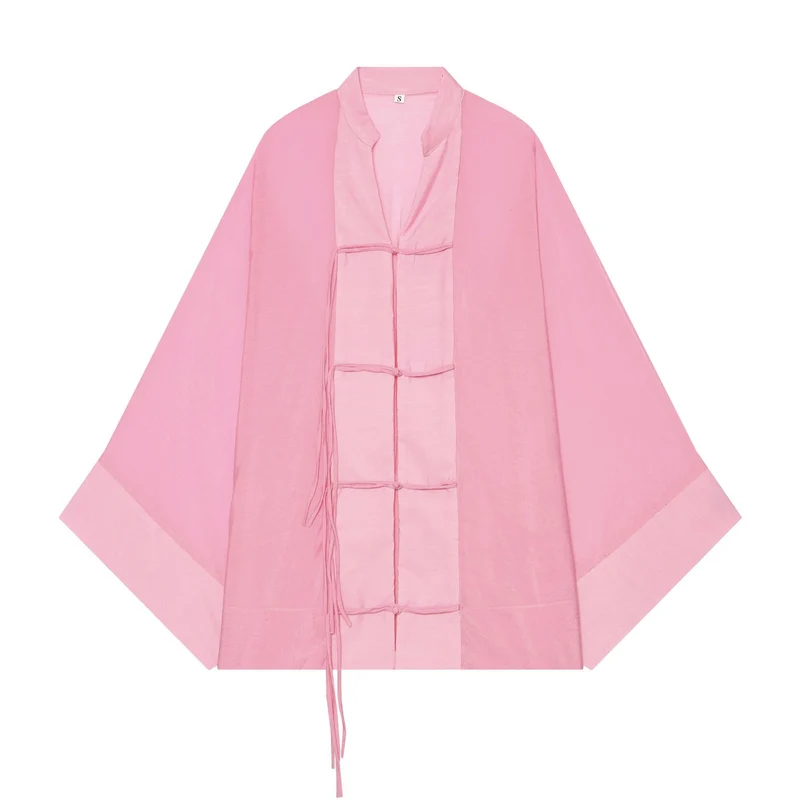 Damen Kimono-Capejacke mit Chinaknopfverschluss und langen Quasten Nord Taschen