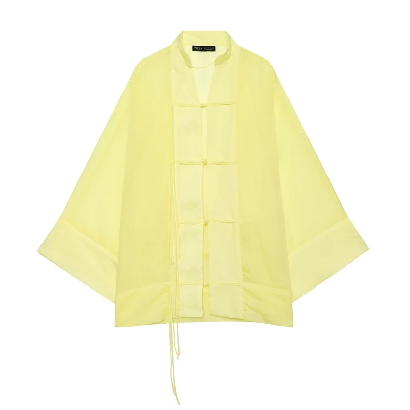 Damen Kimono-Capejacke mit Chinaknopfverschluss und langen Quasten Nord Taschen