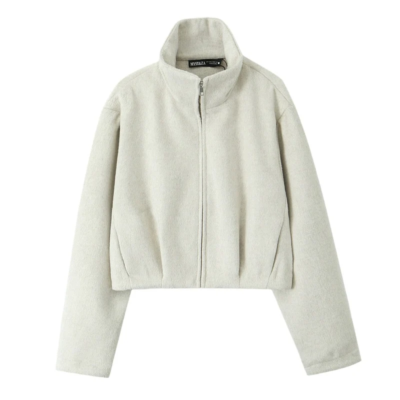 Damen Kastige Fleecejacke mit Stehkragen und verdecktem Reißverschluss Nord Taschen