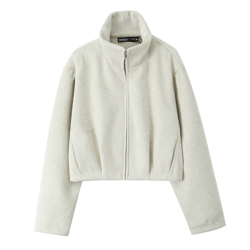 Damen Kastige Fleecejacke mit Stehkragen und verdecktem Reißverschluss Nord Taschen