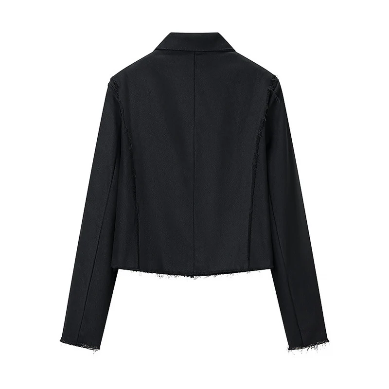 Damen Gekürzte Militärinspirierte Jacke mit Tressenapplikation und fransigem Saum Nord Taschen