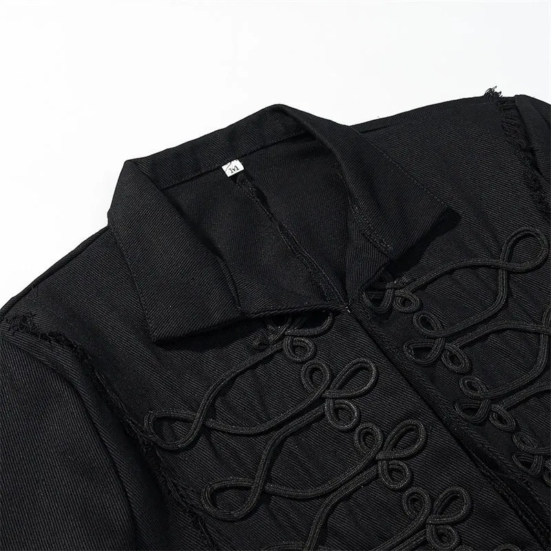 Damen Gekürzte Militärinspirierte Jacke mit Tressenapplikation und fransigem Saum Nord Taschen