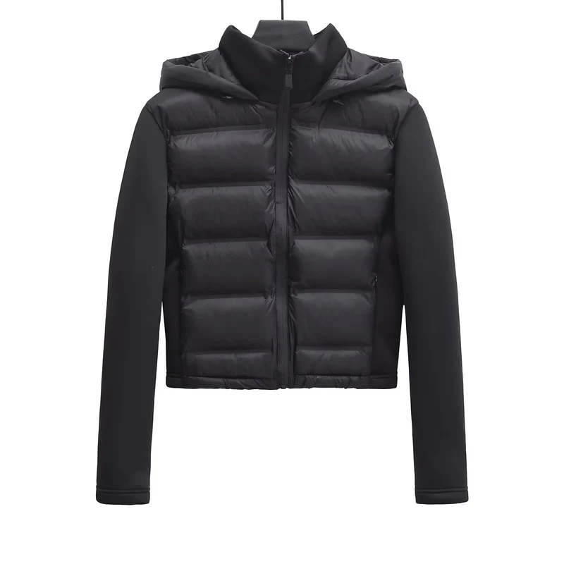 Damen Gekürzte gesteppte Hybrid‑Wattierte Jacke mit Kapuze Nord Taschen