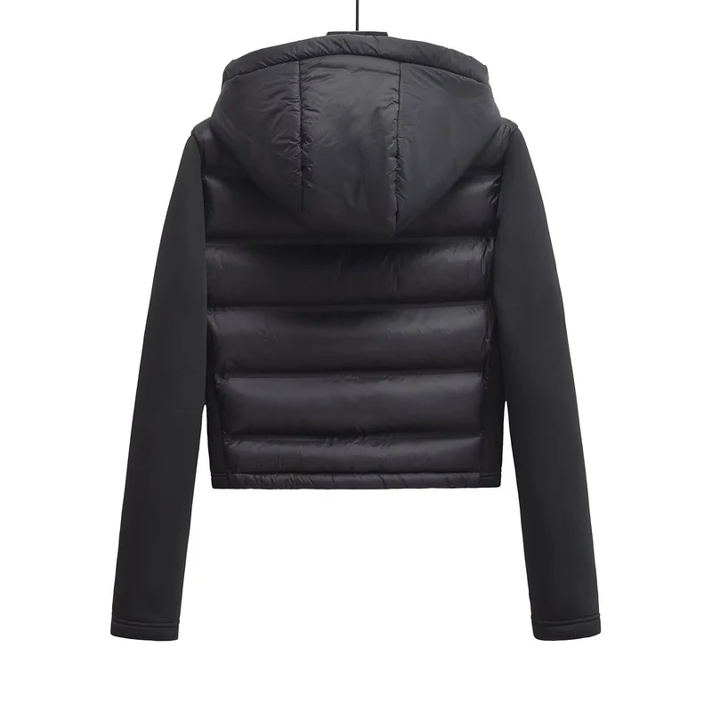 Damen Gekürzte gesteppte Hybrid‑Wattierte Jacke mit Kapuze Nord Taschen