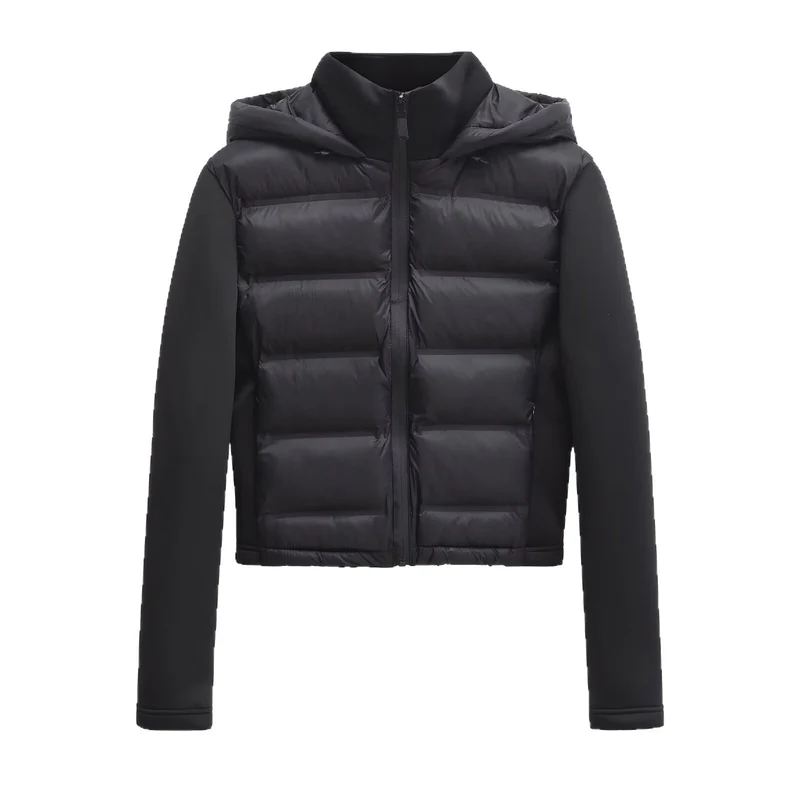 Damen Gekürzte gesteppte Hybrid‑Wattierte Jacke mit Kapuze Nord Taschen