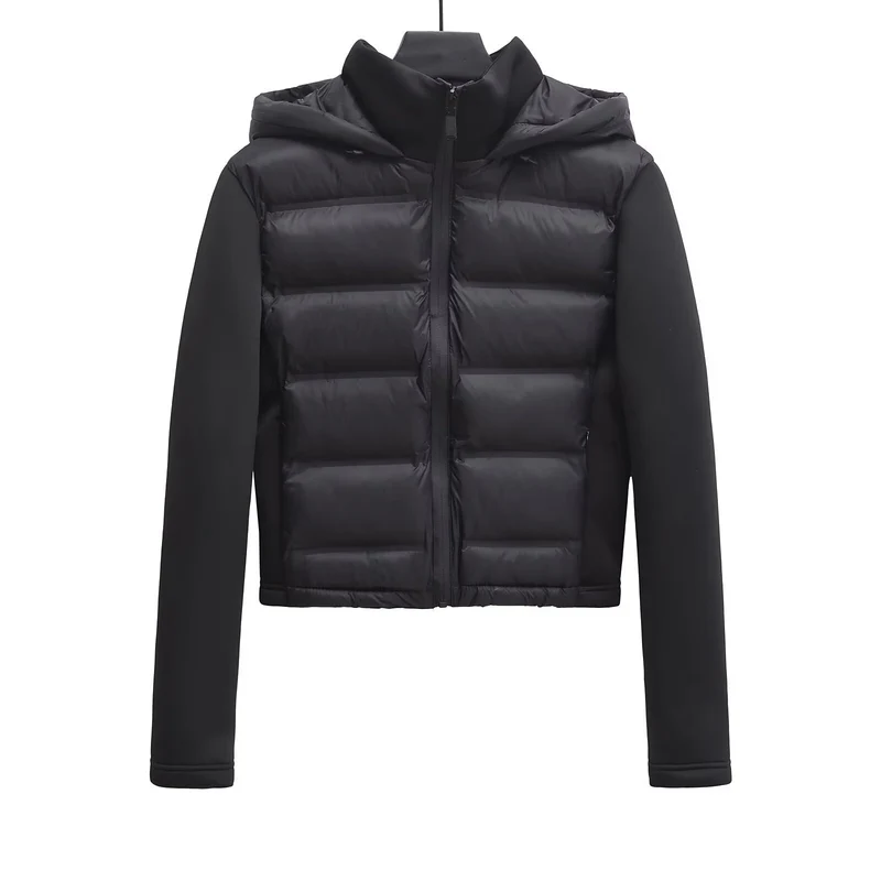 Damen Gekürzte gesteppte Hybrid‑Wattierte Jacke mit Kapuze Nord Taschen