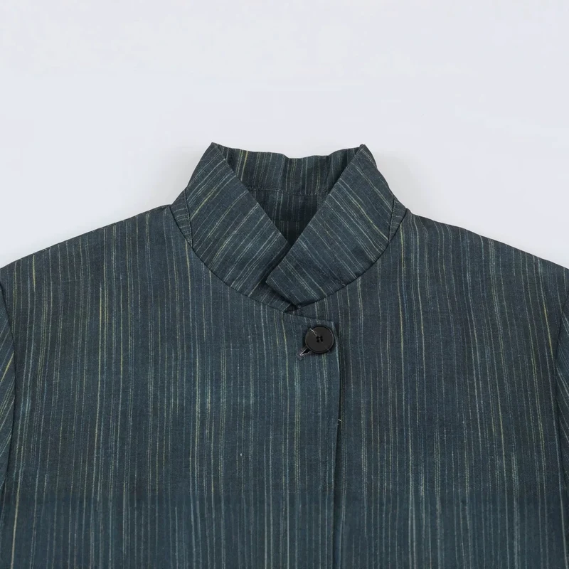 Damen Lang geschnittener Blazer mit Stehkragen und aufgesetzten Taschen Nord Taschen