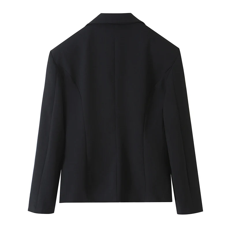 Damen Taillierter Kurzblazer mit dekorativem Metallknopf und Pattentaschen Nord Taschen