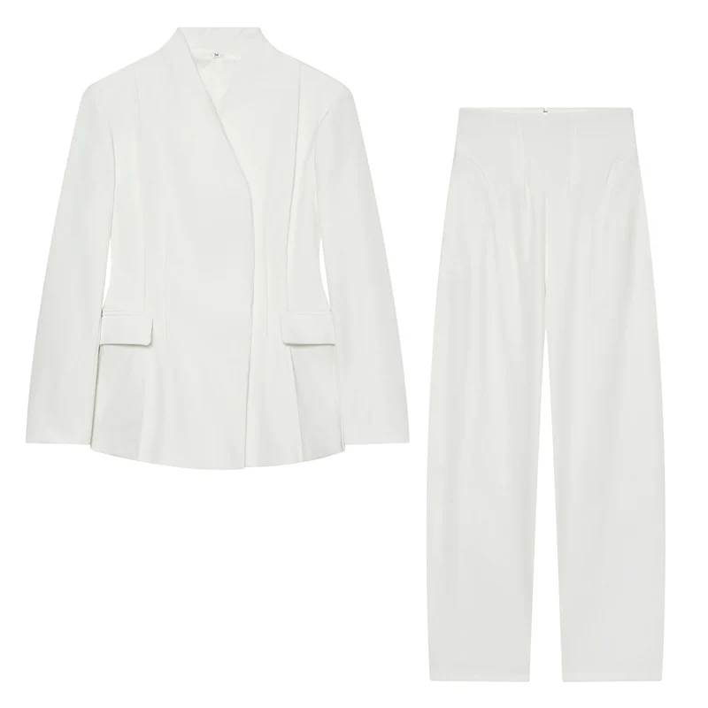 Damen Taillierter kragenloser Blazer mit Pattentaschen und feiner Teilungsnaht Nord Taschen