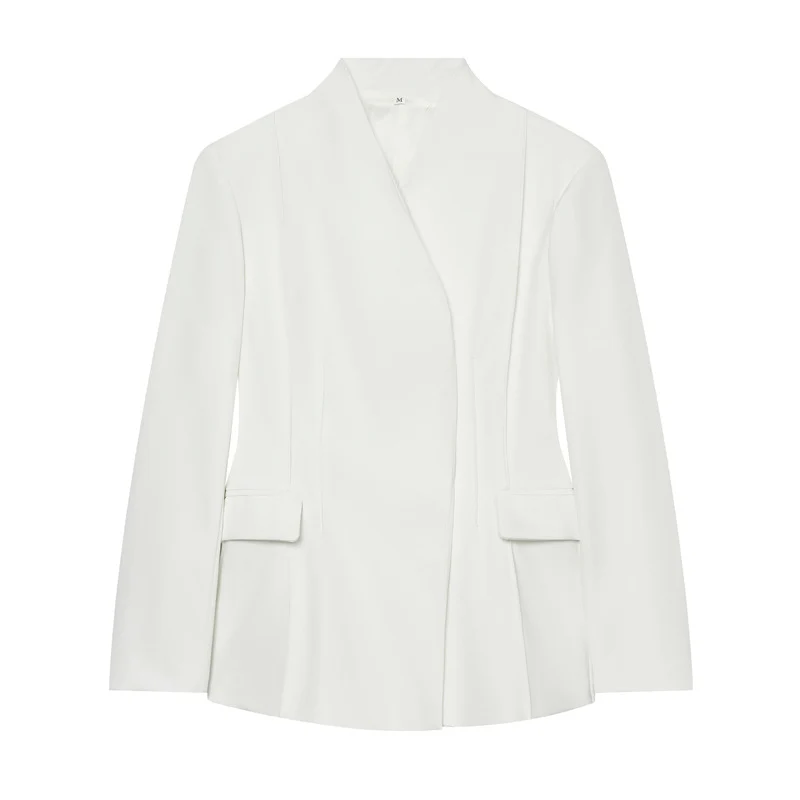 Damen Taillierter kragenloser Blazer mit Pattentaschen und feiner Teilungsnaht Nord Taschen
