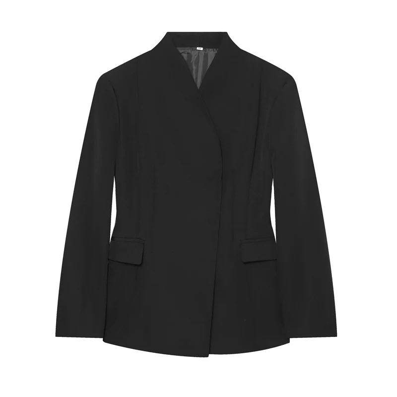 Damen Taillierter kragenloser Blazer mit Pattentaschen und feiner Teilungsnaht Nord Taschen