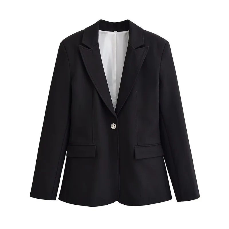 Damen Taillierter Ein-Knopf Business-Blazer mit Pattentaschen Nord Taschen