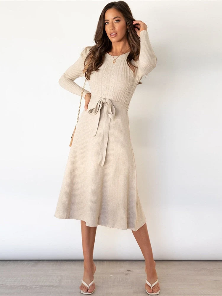 Strick-midi-Kleid mit Rundhalsausschnitt - Arvani