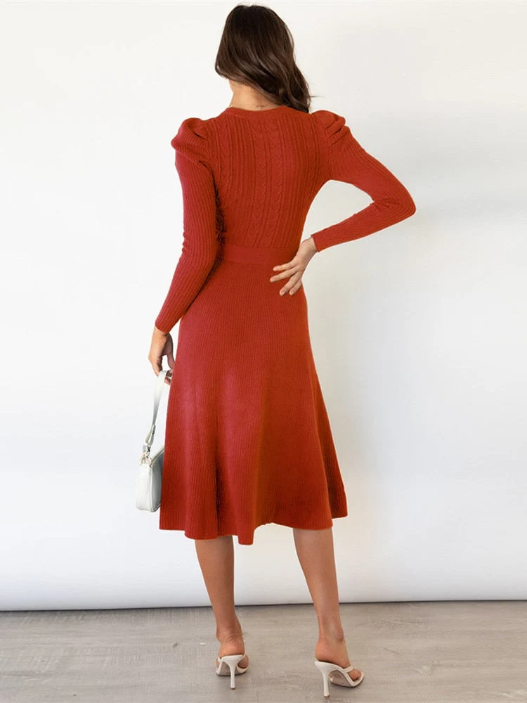 Strick-midi-Kleid mit Rundhalsausschnitt - Arvani
