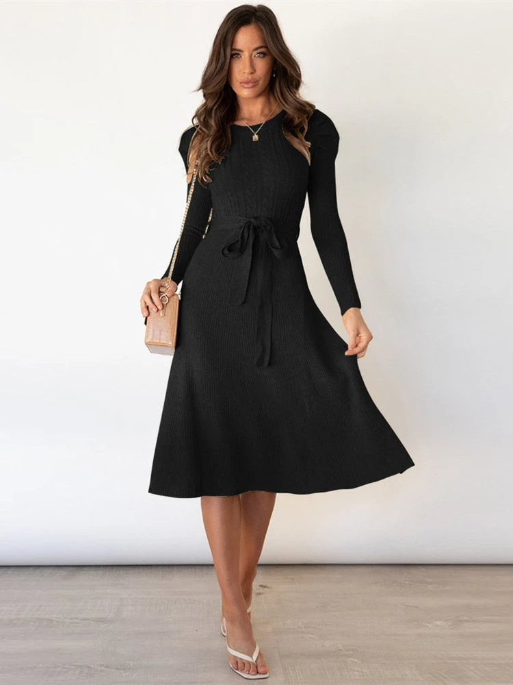Strick-midi-Kleid mit Rundhalsausschnitt - Arvani