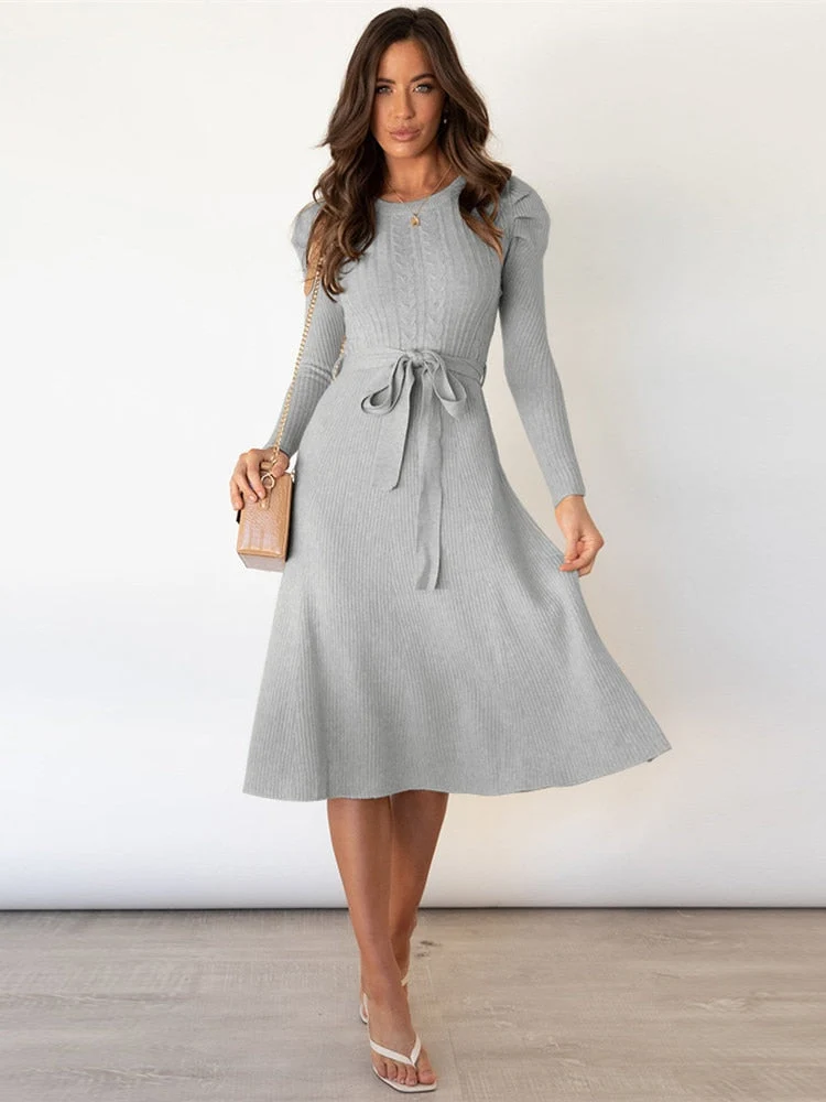 Strick-midi-Kleid mit Rundhalsausschnitt - Arvani