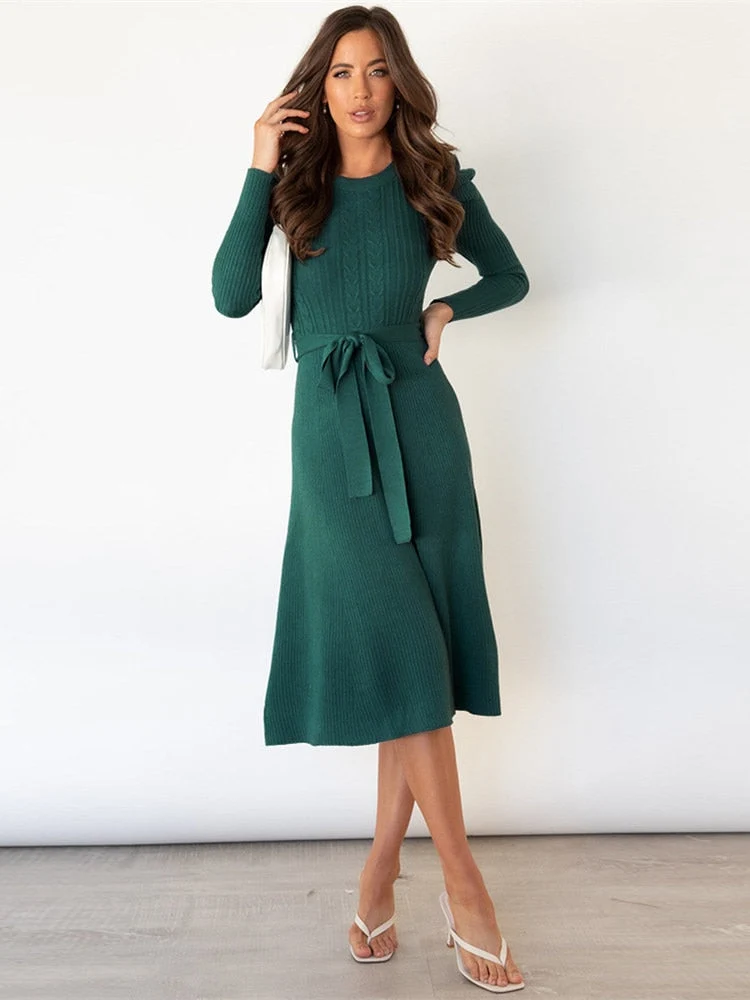 Strick-midi-Kleid mit Rundhalsausschnitt - Arvani