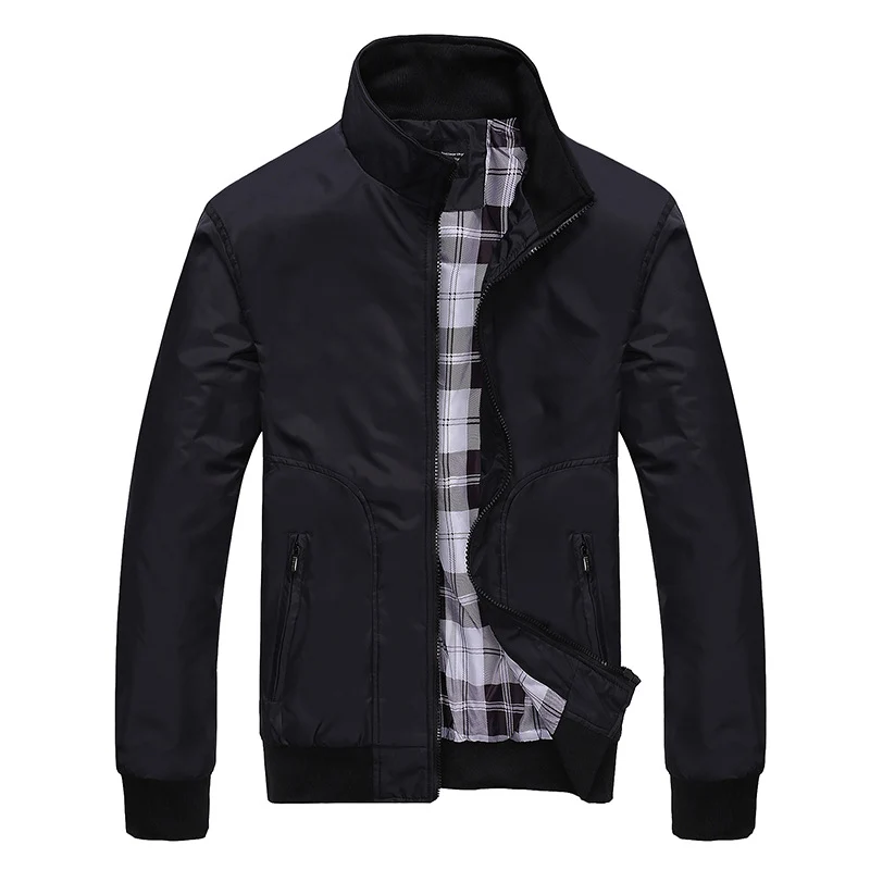 Herren Kurzblouson mit kariertem Innenfutter, Stehkragen und Reißverschlusstaschen Nord Taschen