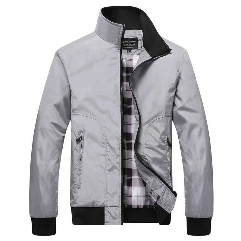 Herren Kurzblouson mit kariertem Innenfutter, Stehkragen und Reißverschlusstaschen Nord Taschen