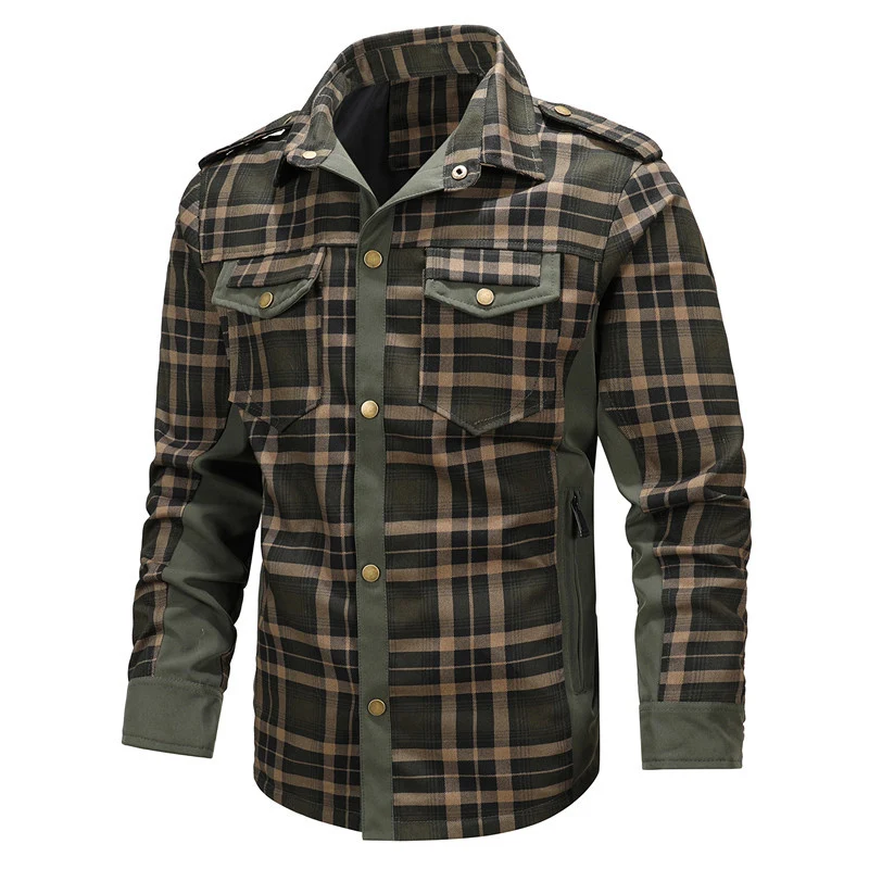Herren Karo-Fieldshirt mit Utility-Taschen, Epauletten und Softshell-Seiteneinsätzen Nord Taschen