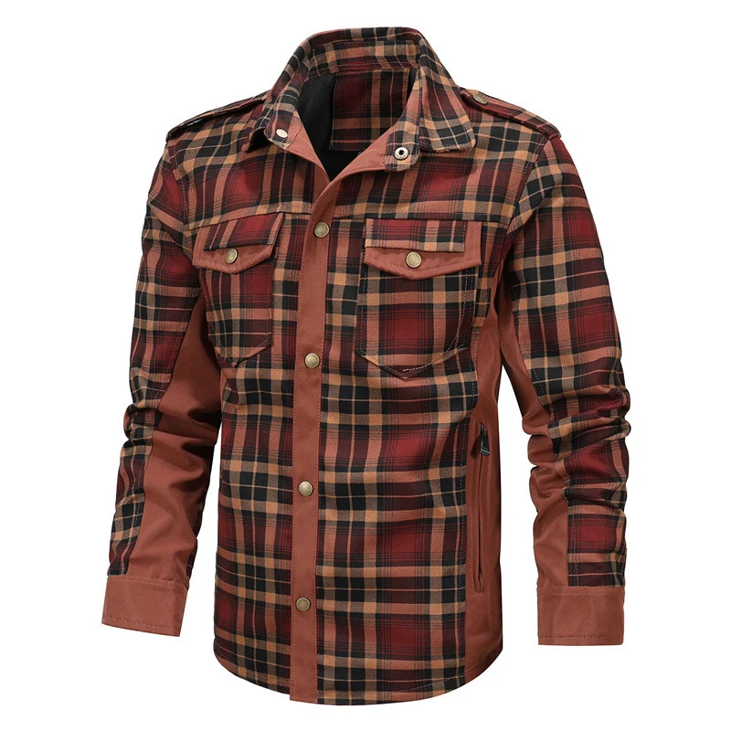 Herren Karo-Fieldshirt mit Utility-Taschen, Epauletten und Softshell-Seiteneinsätzen Nord Taschen