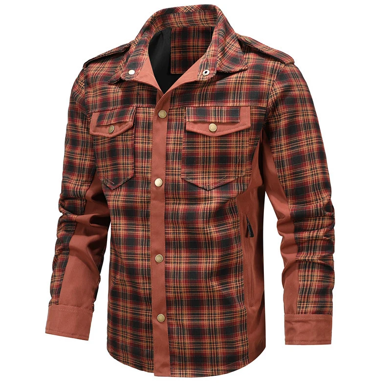 Herren Karo-Fieldshirt mit Utility-Taschen, Epauletten und Softshell-Seiteneinsätzen Nord Taschen