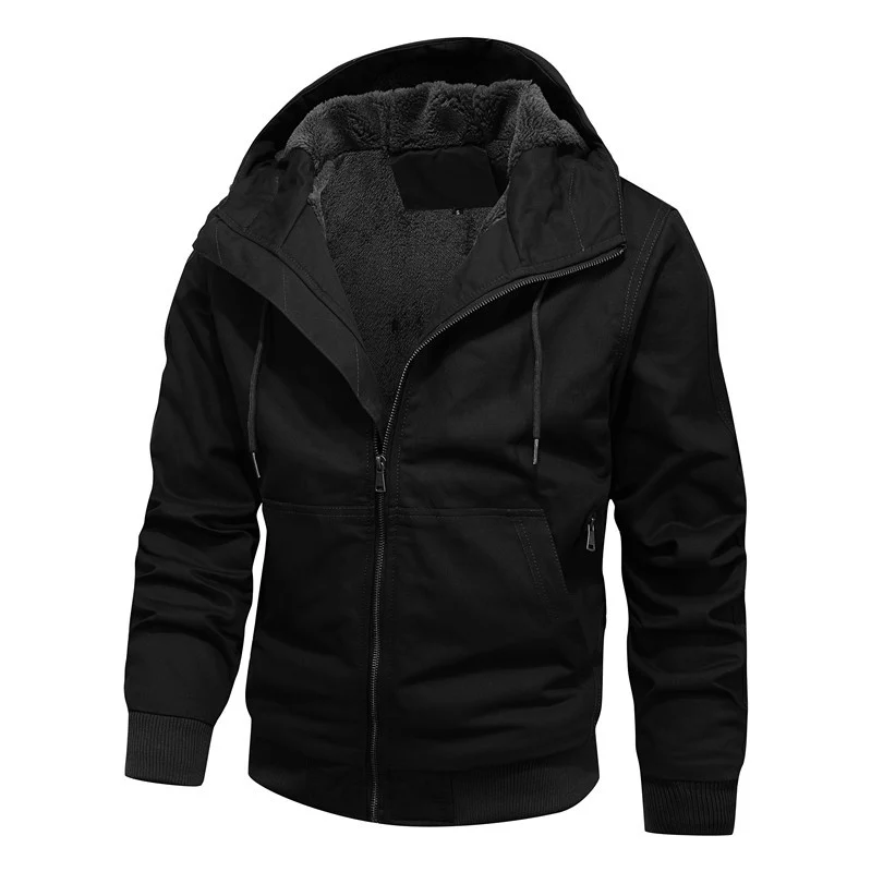 Herren Kapuzenjacke mit Sherpa-Futter und Canvas-Außenmaterial Nord Taschen